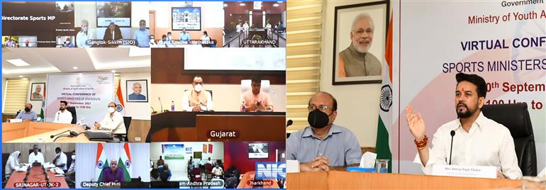Shri Anurag Thakur interacts with Sports Ministers of States/UTs to draw roadmap for future International Multi-Sporting Events and promoting sports at grassroots level