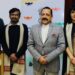 Union Minister DrJitendra Singh felicitates the "Beating Retreat' Drone Light Show "StartUps" who had mesmerised the nation by lighting the sky with colourful tricolor