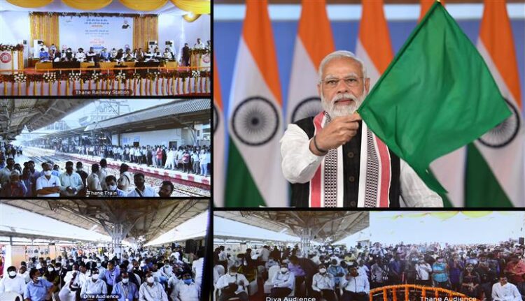 PM dedicates to the nation railway lines connecting Thane and Diva