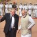 PM Modi with British Prime Minister Boris Johnson at Ceremonial Reception, Rashtrapati Bhavan