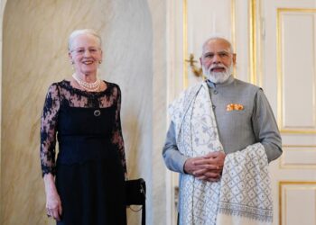 Queen Margrethe II of Denmark welcomes PM Narendra Modi