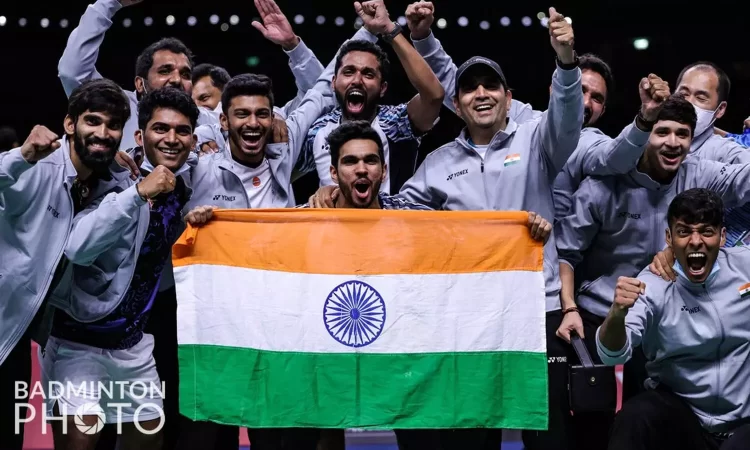 India advances to their first Thomas Cup final with a thrilling 3-2 victory over Denmark.