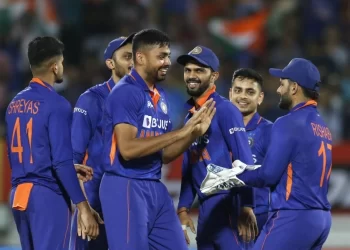 Brief Scores: India 169/6 in 20 overs (Dinesh Karthik 55, Hardik Pandya 46; Lungi Ngidi 2/20, Anrich Nortje 1/21) beat South Africa 87/9 in 16.5 overs (Rassie van der Dussen 20, Quinton de Kock 14, Avesh Khan 4/18, Yuzvendra Chahal 2/21) by 82 runs