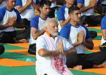 On the occasion of 8th International Day of Yoga, PM participates in a Mass Yoga Demonstration at Mysore Palace ground, Mysuru