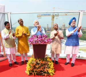 PM unveils National Emblem cast on the roof of the new Parliament Building