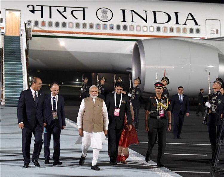PM Modi Arrives In Samarkand For SCO Meet, Received By Uzbek Counterpart