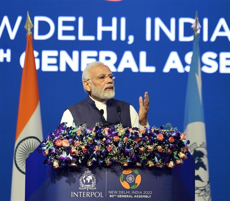 PM addresses 90th Interpol General Assembly in Pragati Maidan, New Delhi