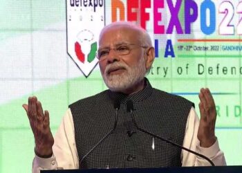 PM inaugurates DefExpo22 at Mahatma Mandir Convention and Exhibition Centre in Gandhinagar, Gujarat