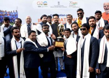 Union Sports Minister Shri Anurag Singh Thakur felicitates the T20 World Cup 2022 winning Indian Blind Cricket team