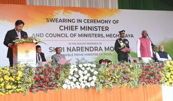 PM attends the oath taking ceremony at Shillong