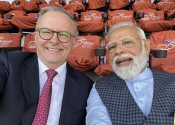 PM and Australian PM witness part of 4th Commemorative Test Match of Border-Gavaskar Trophy at Narendra Modi Stadium in Ahmedabad, Gujarat