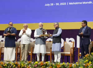 PM attends the inauguration of Semicon India 2023 at Gandhinagar, in Gujarat on July 28, 2023.