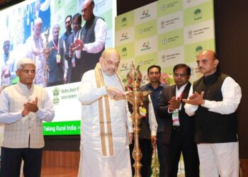 Union Home Minister and Minister of Cooperation, Shri Amit Shah addresses the 42nd Foundation Day function of NABARD as the chief guest at Pragati Maidan in New Delhi