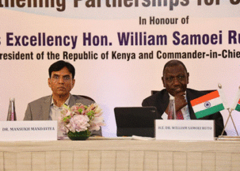 Union Health Minister Dr Mansukh Mandaviya along with Dr. William Ruto, President of the Republic of Kenya address India - Kenya Trade and Investment Forum