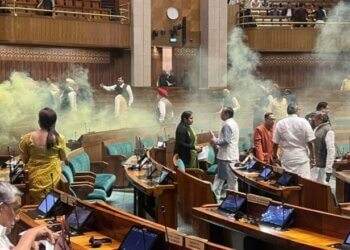 Watch: 2 intruders jump from Lok Sabha Gallery, open smoke canisters
