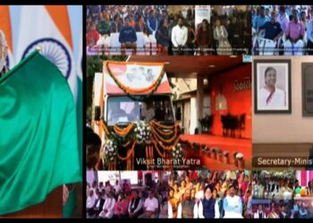 Prime Minister Narendra Modi flags off four trains at ViksitBharatSankalpYatra in Varanasi, UP