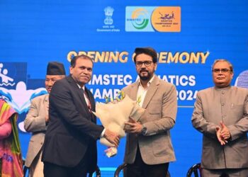 Union Sports Minister Anurag Singh Thakur kicks off 1st BIMSTEC Aquatics Championships