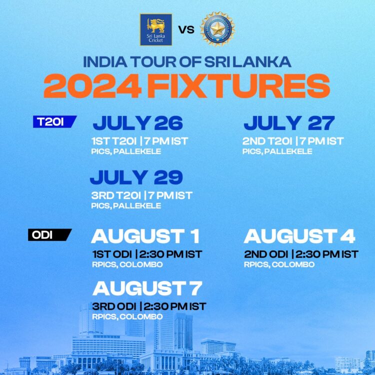 India's tour of Sri Lanka 2024: BCCI announces fixtures for ODI and T20I series