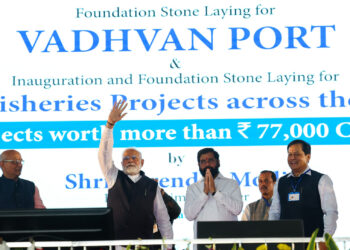 Prime Minister Shri Narendra Modi lays foundation stone of Vadhvan Port worth around Rs 76,000 crore in Palghar, Maharashtra