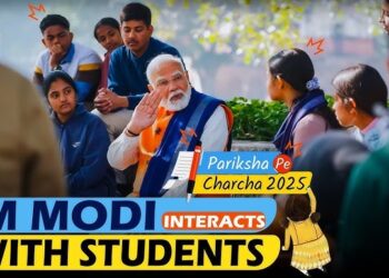 Prime Minister Shri Narendra Modi interacts with students during Pariksha Pe Charcha 2025