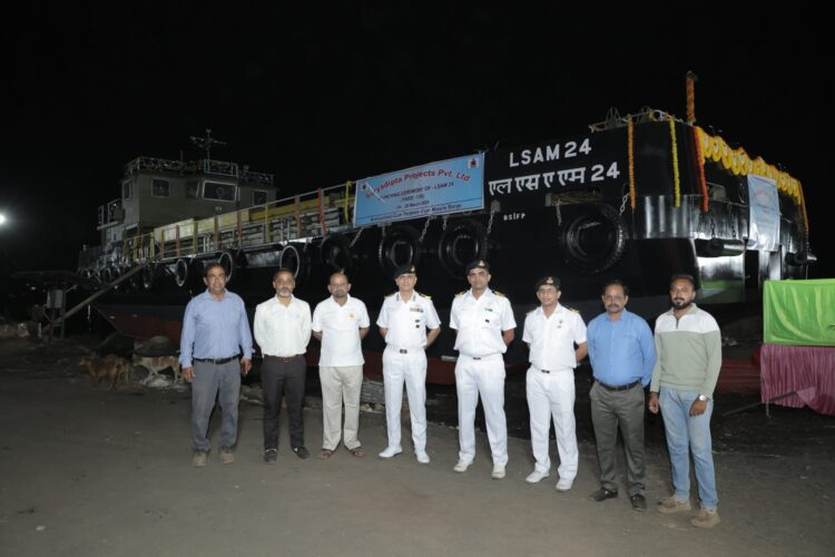 LAUNCH OF TENTH AMMUNITION CUM TORPEDO CUM MISSILE (ACTCM) BARGE, LSAM 24 (YARD 134)