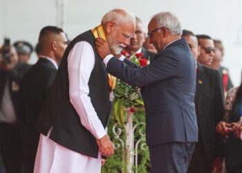 Prime Minister Narendra Modi receives the highest Civilian Award of Mauritius at the National Day Celebrations