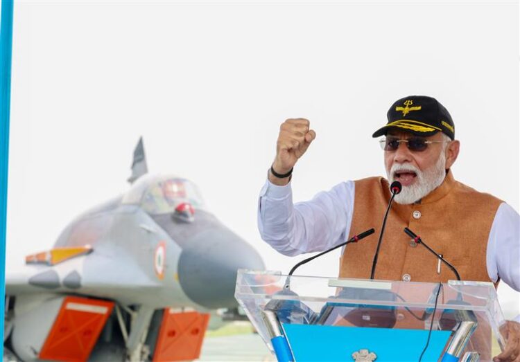 Prime Minister Shri Narendra Modi interacts with the brave air warriors and soldiers at Adampur Air Force Station