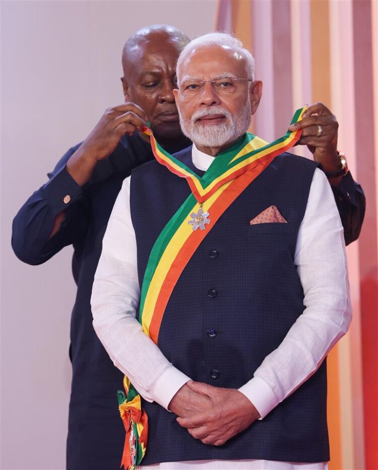 Prime Minister Narendra Modi receives the National Honour of Ghana