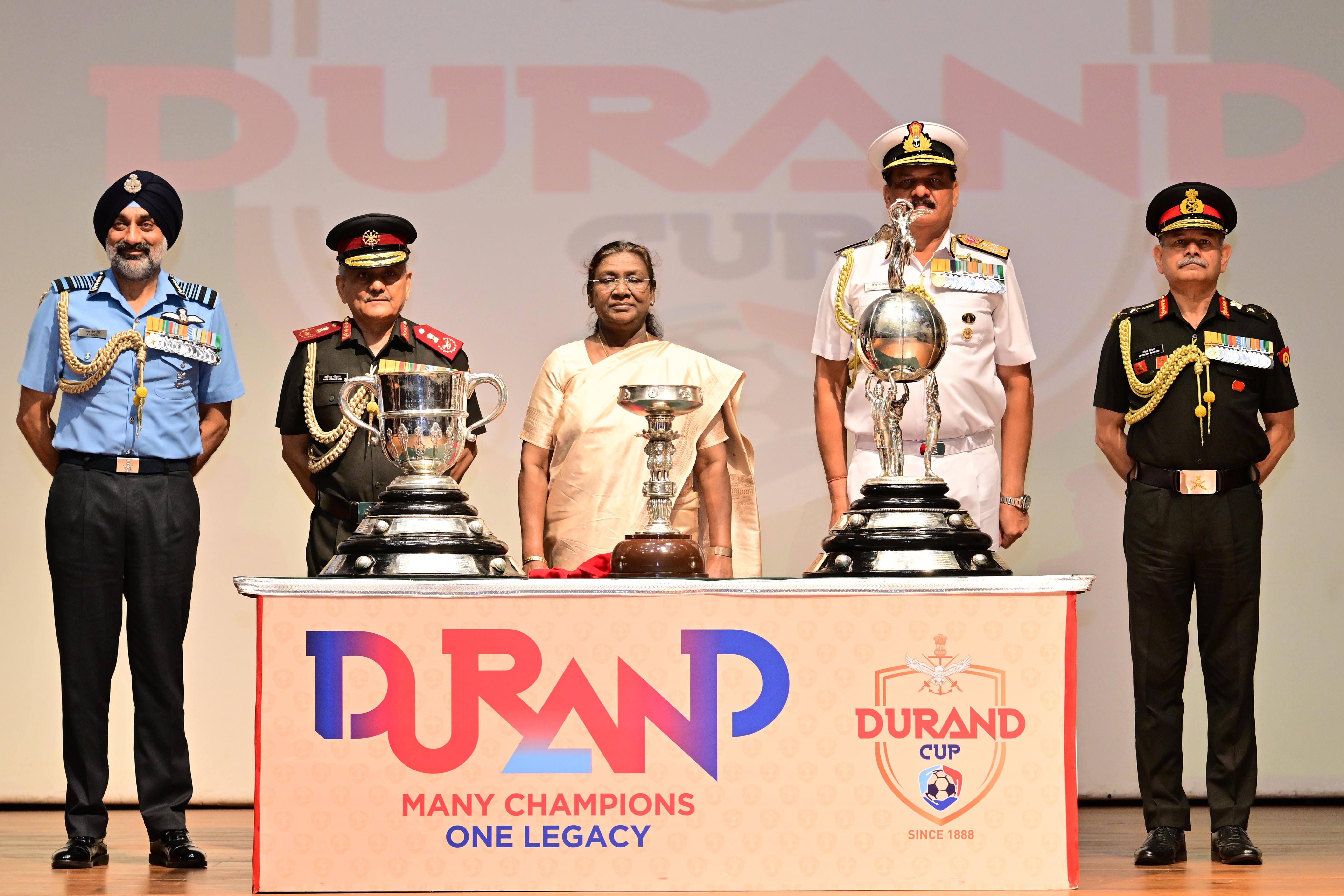 President of India unveils the Trophies of Durand Cup Tournament