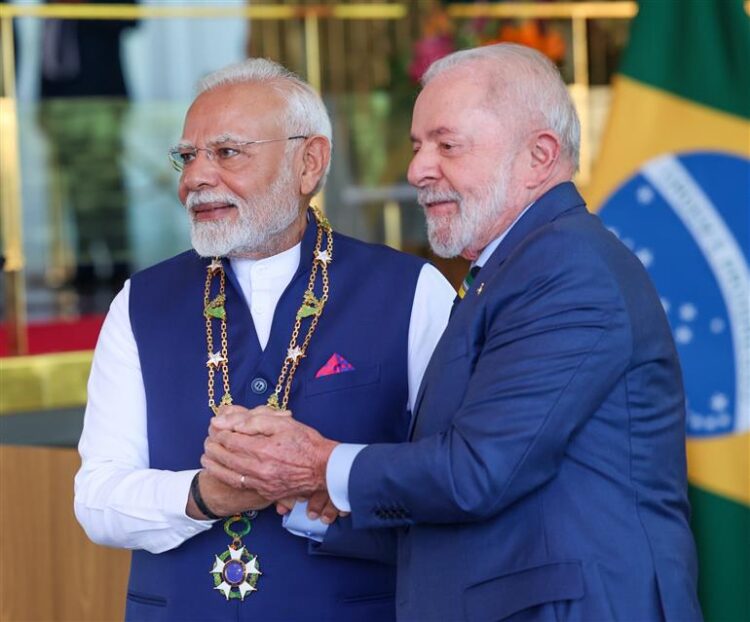 Prime Minister Narendra Modi conferred with the highest national honour of Brazil – “The Grand Collar of the National Order of the Southern Cross”