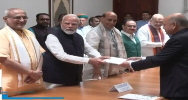 NDA Nominee CP Radhakrishnan Files Nomination For VP Election, PM Modi Accompanies Him