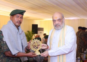 Union Home Minister and Minister of Cooperation Shri Amit Shah meets and felicitates the CRPF, Chhattisgarh Police, DRG and Cobra jawans who successfully carried out 'Operation Black Forest' on Karreguttalu hill