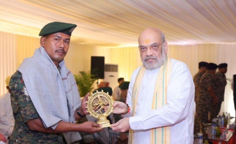 Union Home Minister and Minister of Cooperation Shri Amit Shah meets and felicitates the CRPF, Chhattisgarh Police, DRG and Cobra jawans who successfully carried out 'Operation Black Forest' on Karreguttalu hill