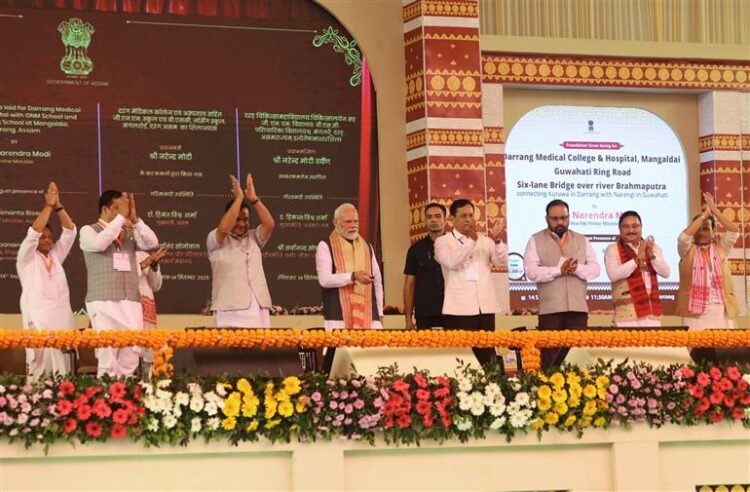 Prime Minister Shri Narendra Modi lays foundation stone, inaugurates development works worth around Rs 6,500 crore in Darrang, Assam