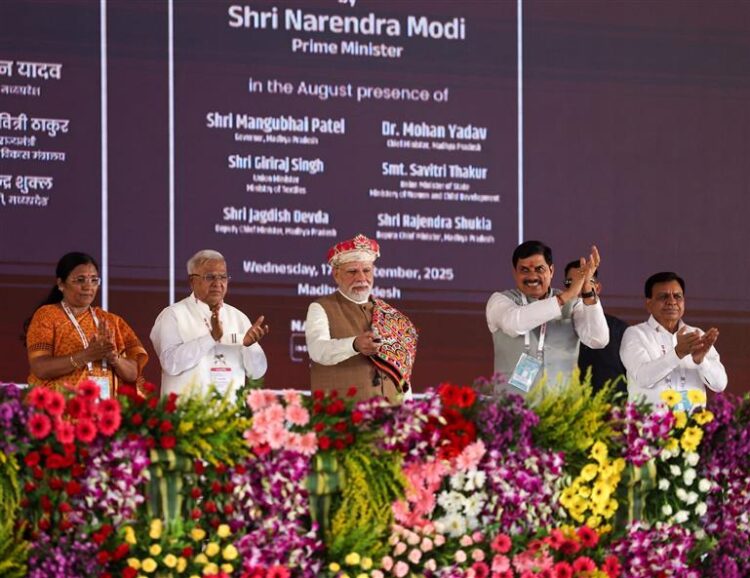 Prime Minister Shri Narendra Modi lays foundation stone, inaugurates development works in Dhar, Madhya Pradesh