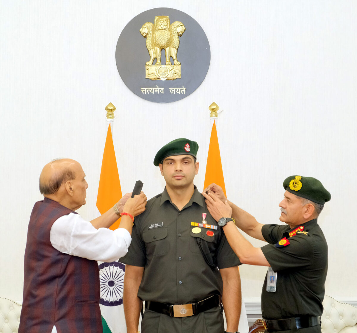 Raksha Mantri formally confers insignia of Honorary rank of Lieutenant Colonel in Territorial Army upon star javelin thrower Neeraj Chopra