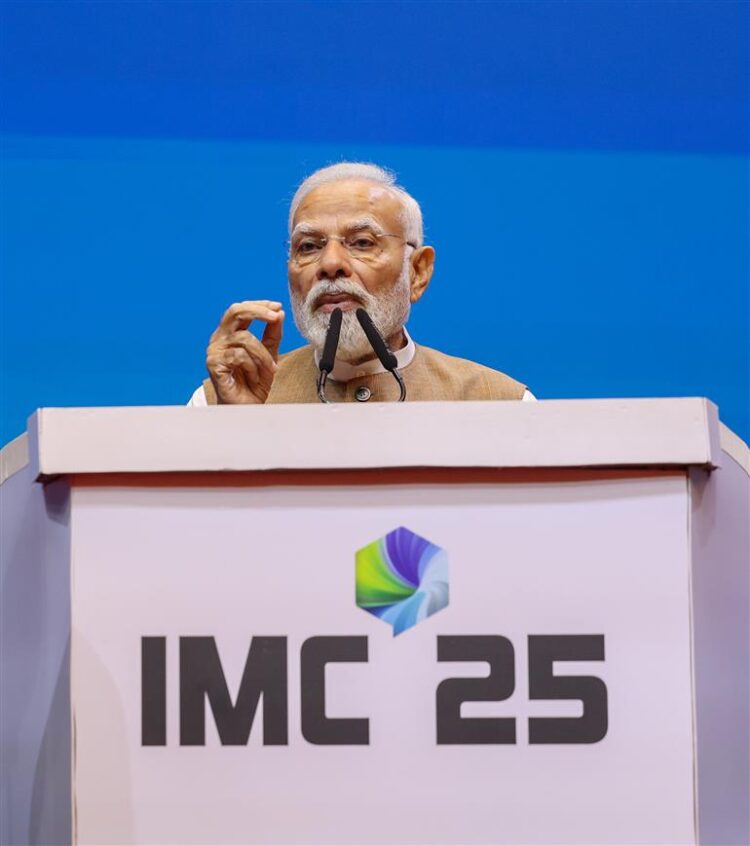 Prime Minister Shri Narendra Modi addresses the India Mobile Congress 2025