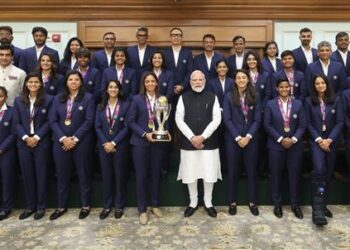 Prime Minister Sri Narendra Modi interacts with ICC Women’s World Cup 2025 champions