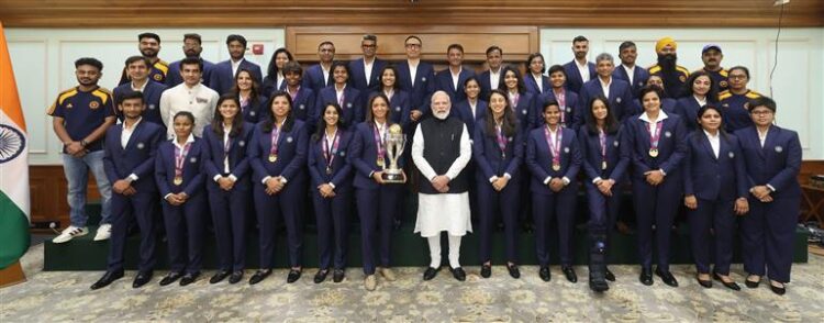 Prime Minister Sri Narendra Modi interacts with ICC Women’s World Cup 2025 champions