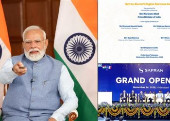 Prime Minister Shri Narendra Modi inaugurates the Safran Aircraft Engine Services India (SAESI) facility at Hyderabad via videoconferencing