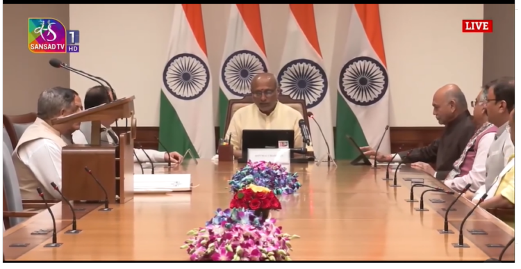 Rajya Sabha Chairman Shri C.P. Radhakrishnan administers oath/affirmation to newly elected/re-elected Members in Rajya Sabha Chamber today