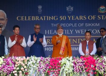 Prime Minister Shri Narendra Modi participates in the closing ceremony of Sikkim’s 50th Year of Statehood celebrations in Gangtok, Sikkim