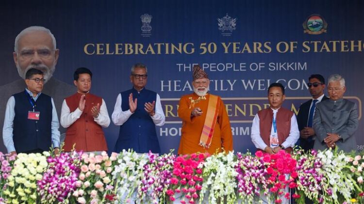 Prime Minister Shri Narendra Modi participates in the closing ceremony of Sikkim’s 50th Year of Statehood celebrations in Gangtok, Sikkim
