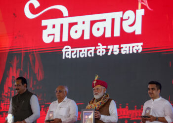 Prime Minister Shri Narendra Modi participates in Somnath Amrut Mahotsav, marking 75 years since the inauguration of the restored Somnath Temple, Gujarat