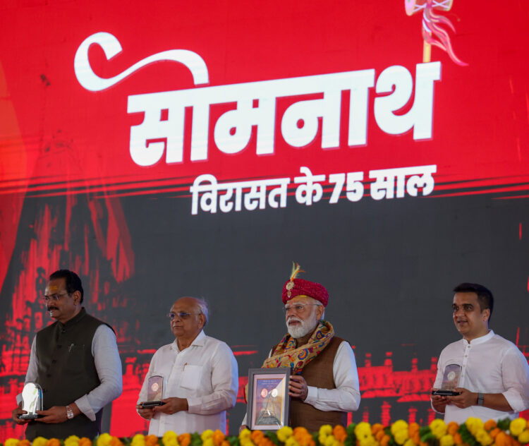 Prime Minister Shri Narendra Modi participates in Somnath Amrut Mahotsav, marking 75 years since the inauguration of the restored Somnath Temple, Gujarat