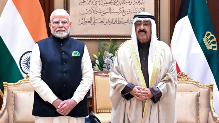 Prime Minister Shri Narendra Modi speaks with the Amir of Kuwait