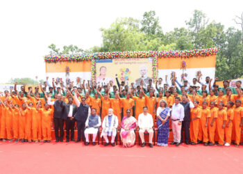 Prime Minister Shri Narendra Modi inaugurates and lays the foundation stone of various development projects worth over ₹47,600 crore at Rairangpur in Mayurbhanj district, marking the completion of two years of the Government of Odisha