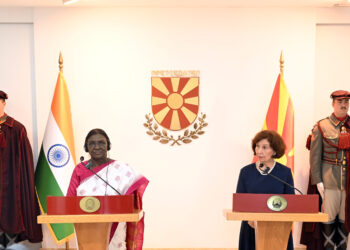 PRESIDENT OF INDIA IN NORTH MACEDONIA; HOLDS BILATERAL MEETING WITH PRESIDENT OF NORTH MACEDONIA AND LEADS DELEGATION-LEVEL TALKS