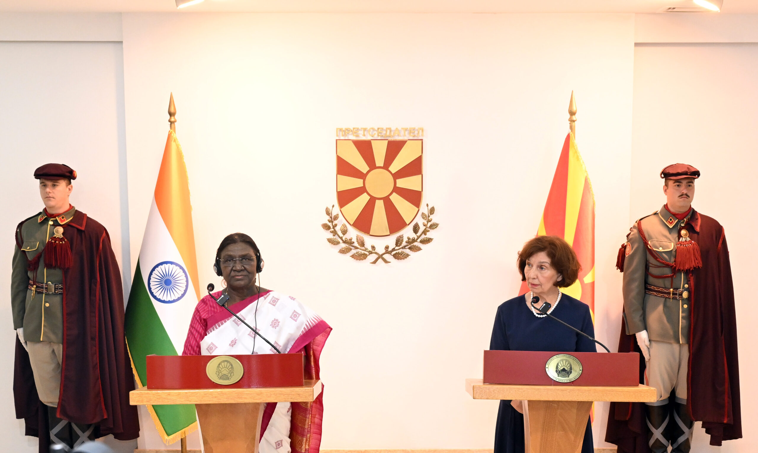 PRESIDENT OF INDIA IN NORTH MACEDONIA; HOLDS BILATERAL MEETING WITH PRESIDENT OF NORTH MACEDONIA AND LEADS DELEGATION-LEVEL TALKS