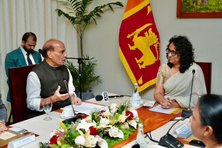 Raksha Mantri calls on Sri Lankan Prime Minister in Colombo